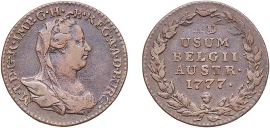 2枚セット1780年 オーストリア 1997イギリス 1 Kronenthaler - Joseph II (Type 1) 1786 -Austrian Netherlands