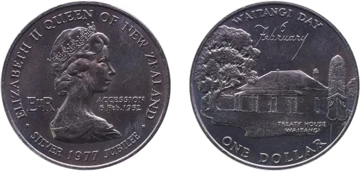 1 Dollar - Elizabeth II (2nd Portrait; Waitangi Day) 1977 (UNC