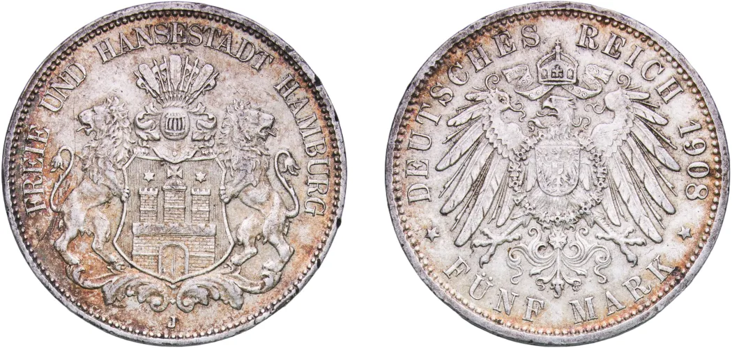 5 Mark 1908 J -Germany | Coins NB - Auction - CoinsNB E-Auction