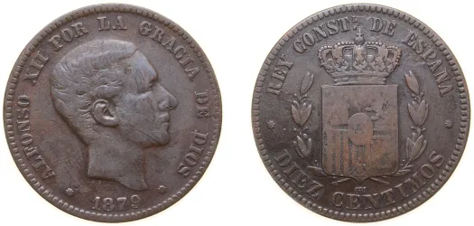10 Centimos - Alfonso XII 1878 OM (VF) - Spain | Coins NB