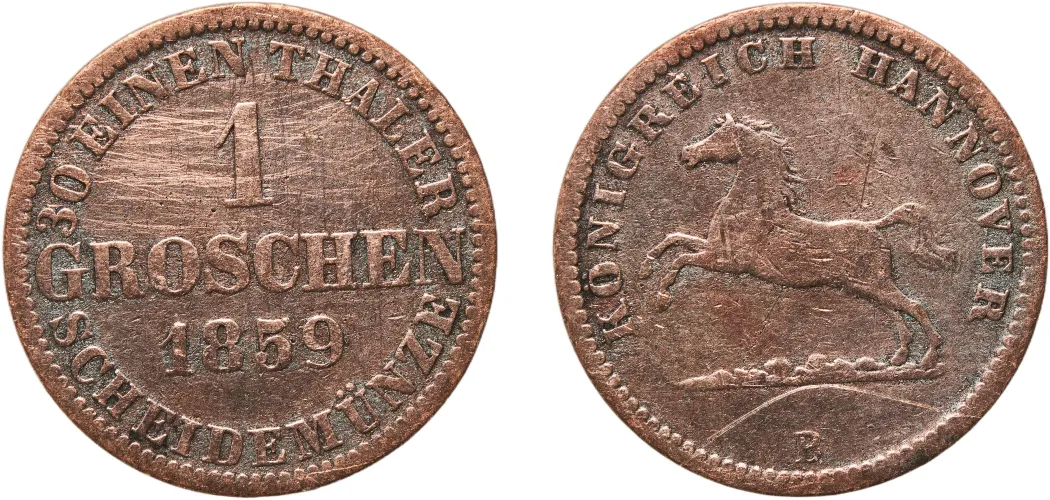 1 Groschen - George V 1859 (VF) - Hanover Mint - Germany | Coins