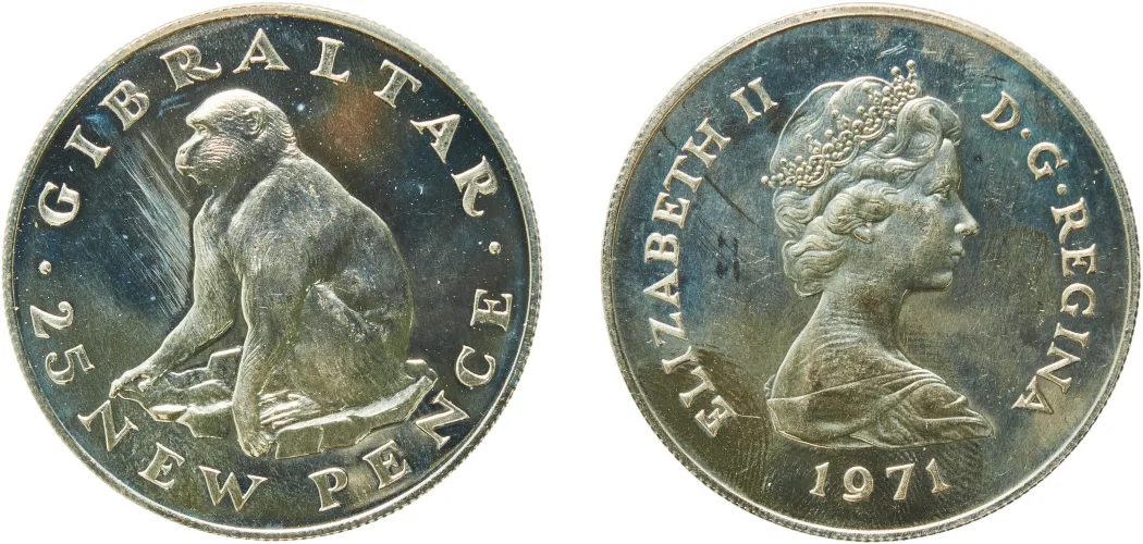 25 New Pence - Elizabeth II (Barbary Ape; Silver Proof) 1971 (PF