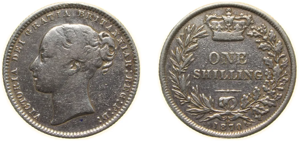 1870 1 Shilling - Victoria (1st portrait; 'Young Head') -Great