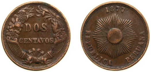 1876 2 Centavos -Peru | Coins NB - Auction - CoinsNB E-Auction