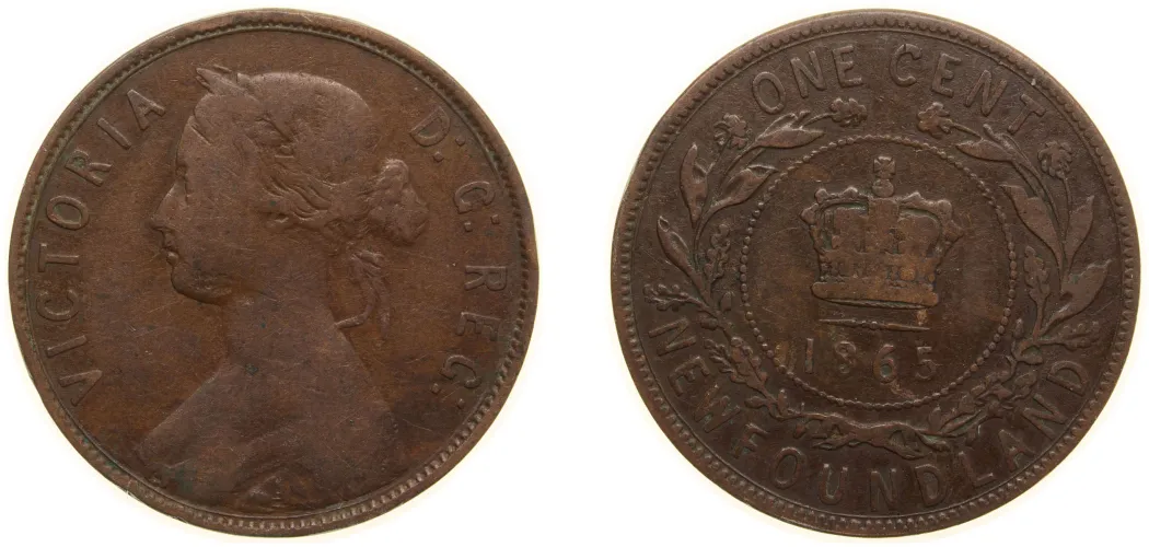 1865 1 Cent - Victoria (VF) - Royal Mint (Tower Hill) - Canada