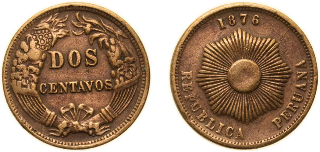 1876 2 Centavos (XF) - Peru | Coins NB - Auction - CoinsNB E-Auction