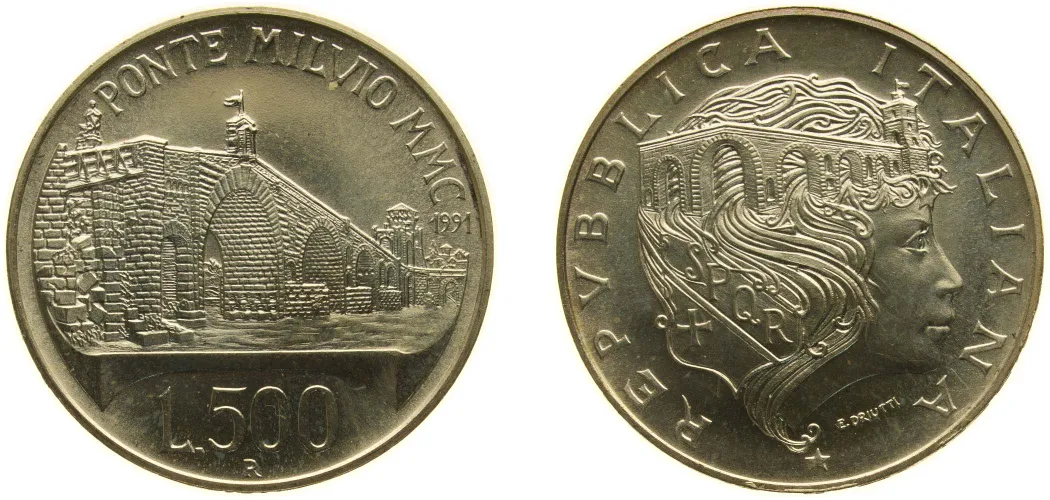 1991 R 500 Lire (Ponte Milvio) (BU) - Rome Mint - Italy | Coins NB