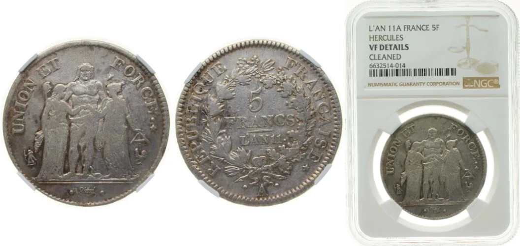 AN 11 (1802) A 5 Francs (NGC VF) - Paris Mint - France | Coins NB