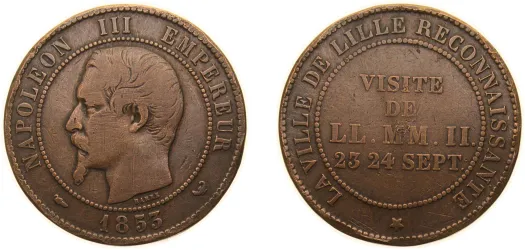 France Second Empire 1853 Jeton - Napoleon III (La Ville de Lille