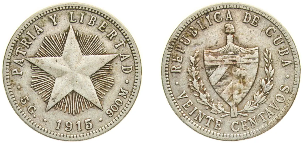 1915 20 Centavos (XF) - Philadelphia Mint - Cuba | Coins NB