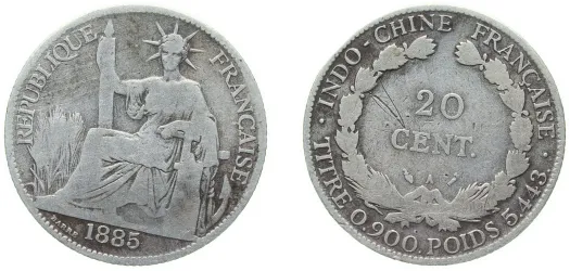 1905 A 1 Piastre (VF) - Paris Mint - French Indochina | Coins NB