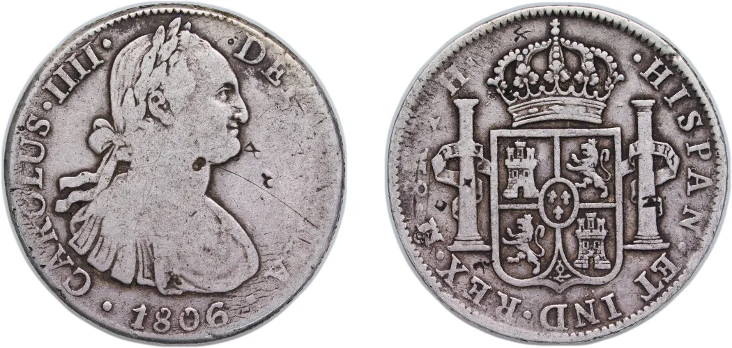 9544 1821年メキシコ8レアル 1821 Zs RG MEXICO SPAIN King FERDINAND VII Antique Silver 8