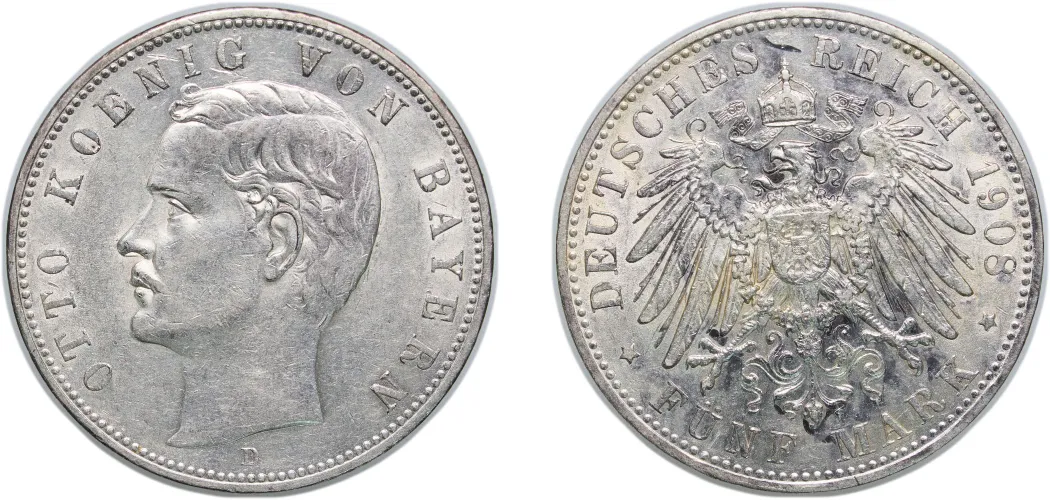 1908 D 5 Mark - Otto -Germany | Coins NB - Auction - CoinsNB E-Auction
