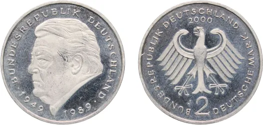 1974 J 2 Deutsche Mark (Theodor Heuss) (UNC) - Hamburgische Münze
