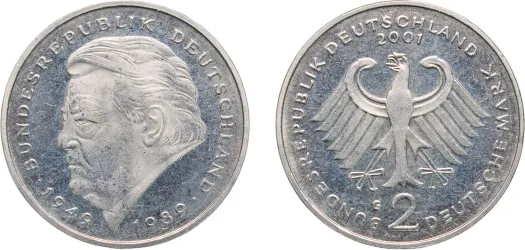 1974 J 2 Deutsche Mark (Theodor Heuss) (UNC) - Hamburgische Münze