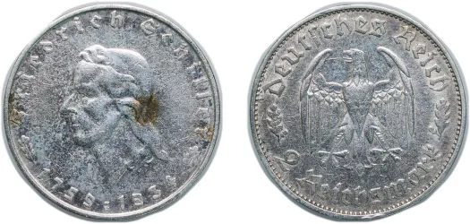 1934 F 2 Reichsmark (Friedrich Schiller) (XF) - Staatliche Münze