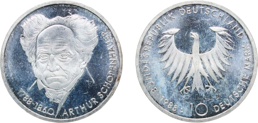 1988 D 10 Deutsche Mark (Arthur Schopenhauer) (UNC) - Munich Mint