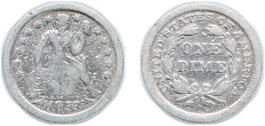 1853 1 Dime 