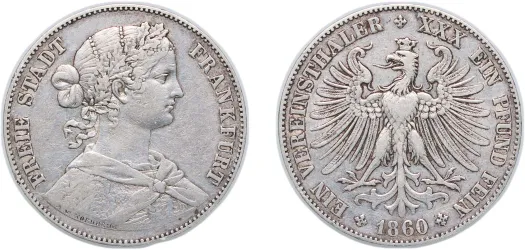 1860 1 Vereinsthaler (VF) - Germany | Coins NB - Auction - CoinsNB