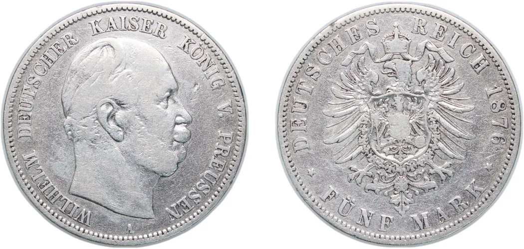 1876 A 5 Mark - William I (VF) - Germany | Coins NB - Auction