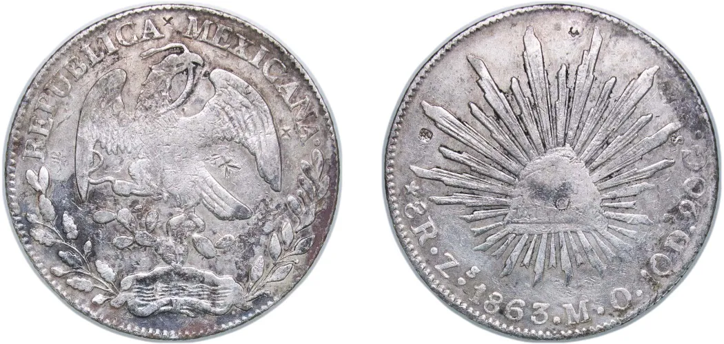 8 Reales 1863 Zs MO-Mexico | Coins NB - Auction - CoinsNB E-Auction