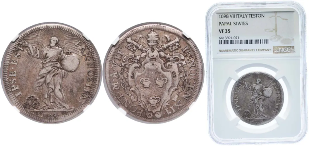 1 Testone - Innocent XII (IPSE EST PAX NOSTRA) 1698 VII-Italy
