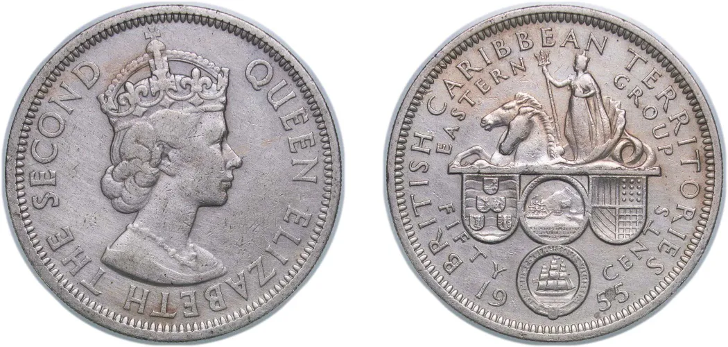 50 Cents - Elizabeth II (1st portrait) 1955-Eastern Caribbean