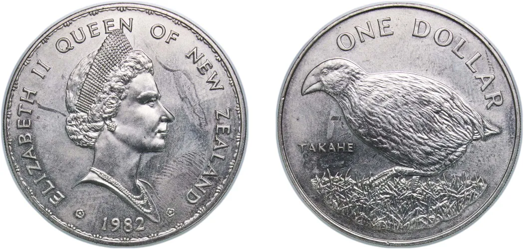 1 Dollar - Elizabeth II (Berry Portrait; Takahe Bird) 1982 (UNC