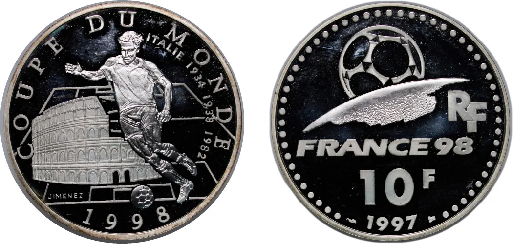 10 Francs (World Cup 98, Italie) 1997-France | Coins NB - Auction