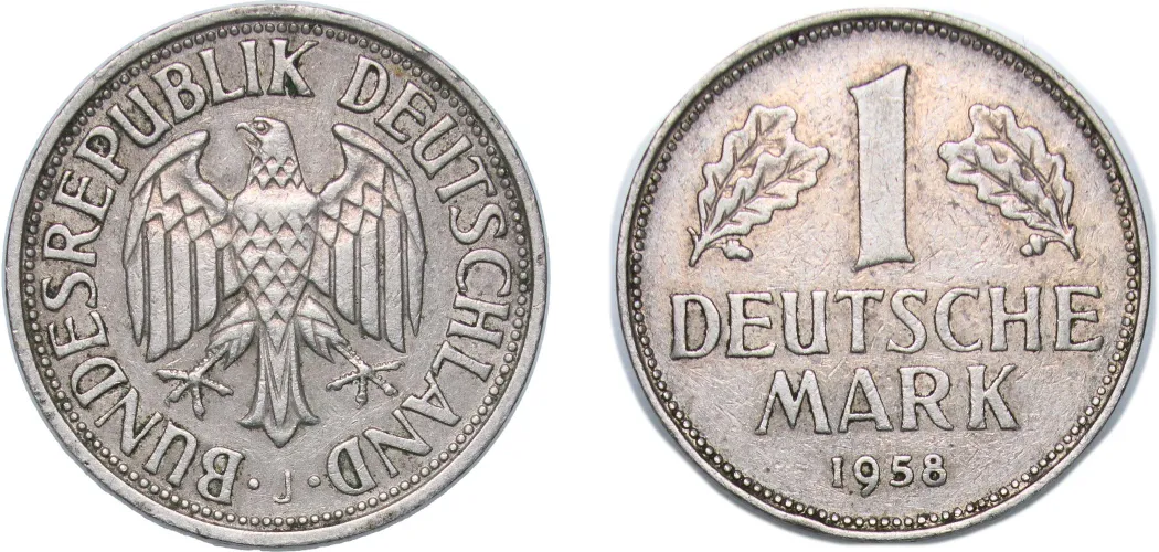 1 Deutsche Mark 1958 J (XF) - Hamburg Mint - Germany | Coins NB