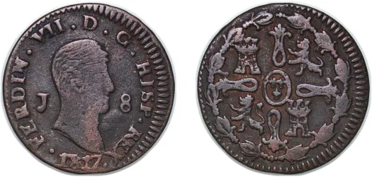 1837 J 4 Maravedis 4.5g (VF) - Jubia mint - Spain | Coins NB