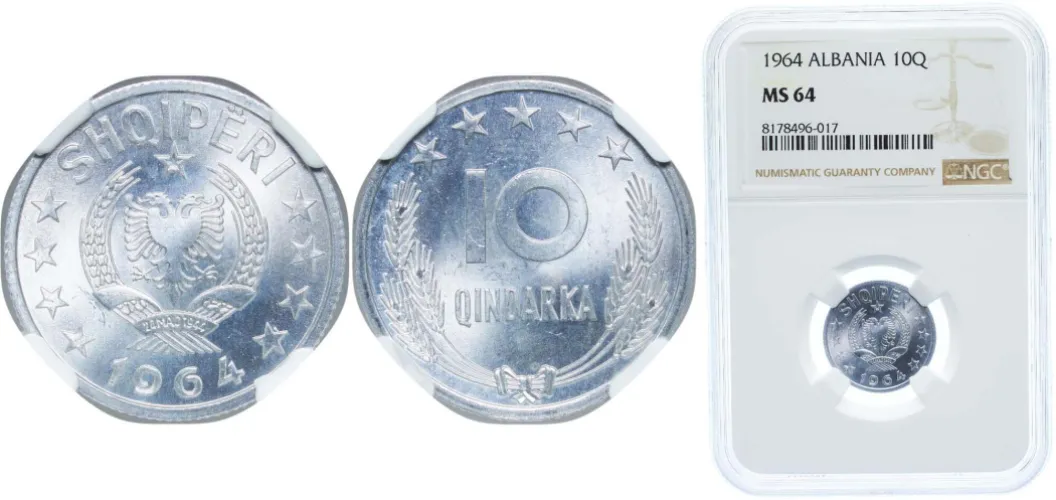 10 Qindarka 1964 (NGC MS 64) - Albania | Coins NB - Auction