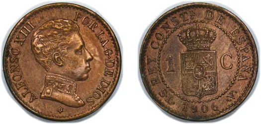 10 Centimos - Alfonso XII 1878 OM (VF) - Spain | Coins NB