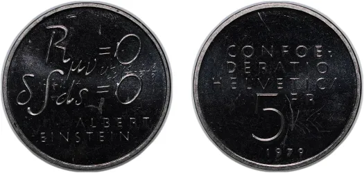 5 Francs (Albert Einstein) 1979 (UNC) - Bern Mint - Switzerland