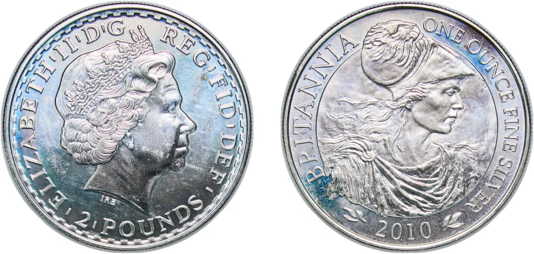 NGC MS62 2010年 イギリス ポンド ロイヤルシールドオブアームズ 2 Pounds - Elizabeth II (4th portrait; 1 oz Fine Silver) 2010 (BU