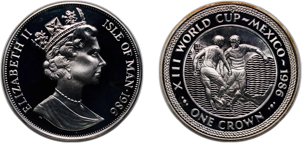 1 Crown - Elizabeth II (World Cup - silver plated proof) 1986 PM