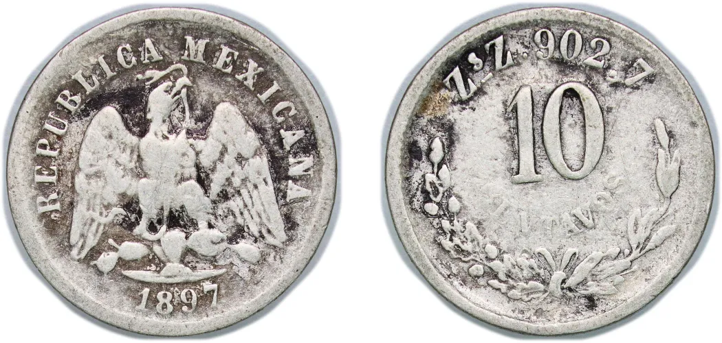 10 Centavos 1897 Zs Z (VF) - Zacatecas Mint - Mexico | Coins NB