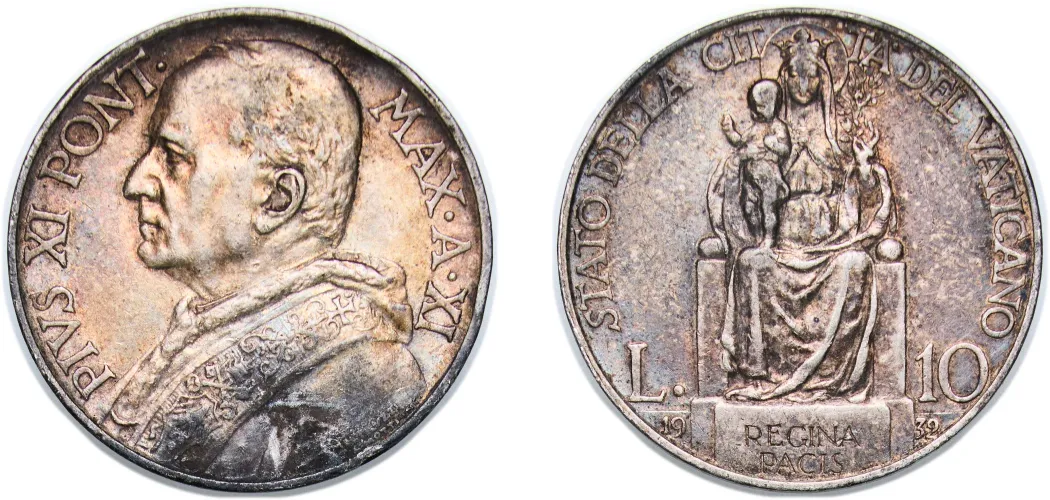 バチカン1929 Papal Arms, Pope Pius XI 未使用13種 VATICAN CITY.Pope Pius XI AD 1922-1939. Mint set 1929, missing the