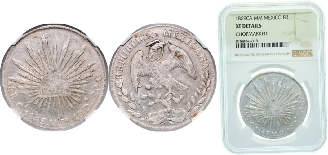 8 Reales 1869 Ca MM (NGC XF) - Mexican Mint - Mexico | Coins NB