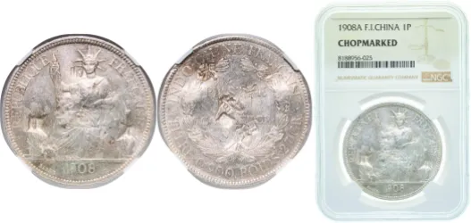 1 Piastre 1908 A-French Indochina | Coins NB - Auction - CoinsNB E