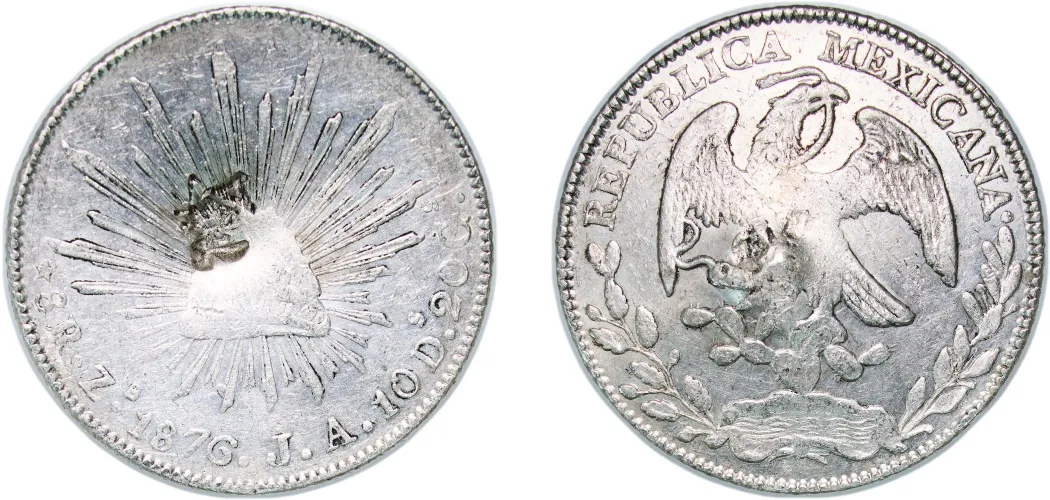 8 Reales 1876 Zs JA (XF) - Zacatecas Mint - Mexico | Coins NB