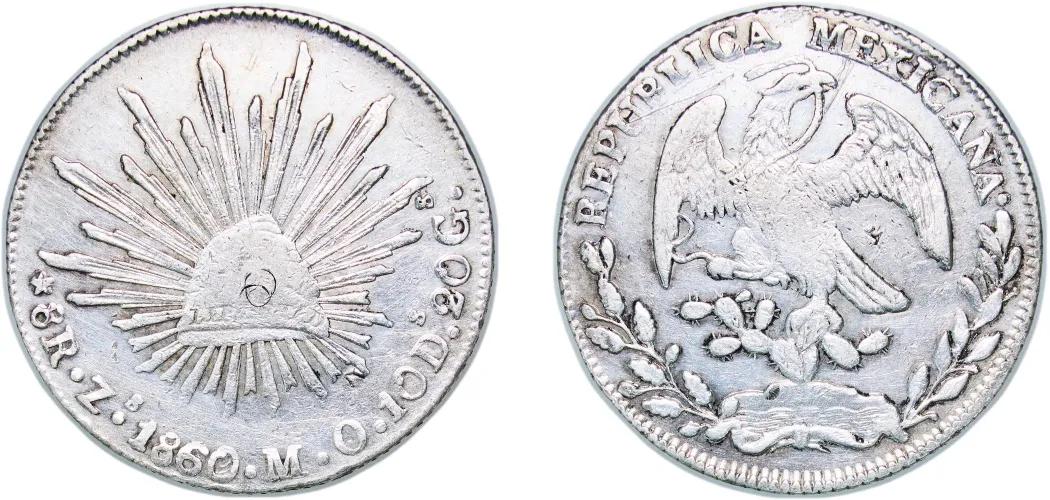 8 Reales 1860/59 Zs MO (VF) - Zacatecas Mint - Mexico | Coins NB