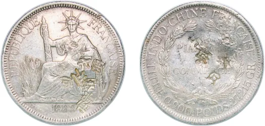 1 Piastre 1888 A (XF) - Paris Mint - French Indochina | Coins NB