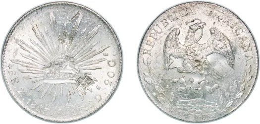 8 Reales 1883 Zs JS (AU) - Zacatecas Mint - Mexico | Coins NB