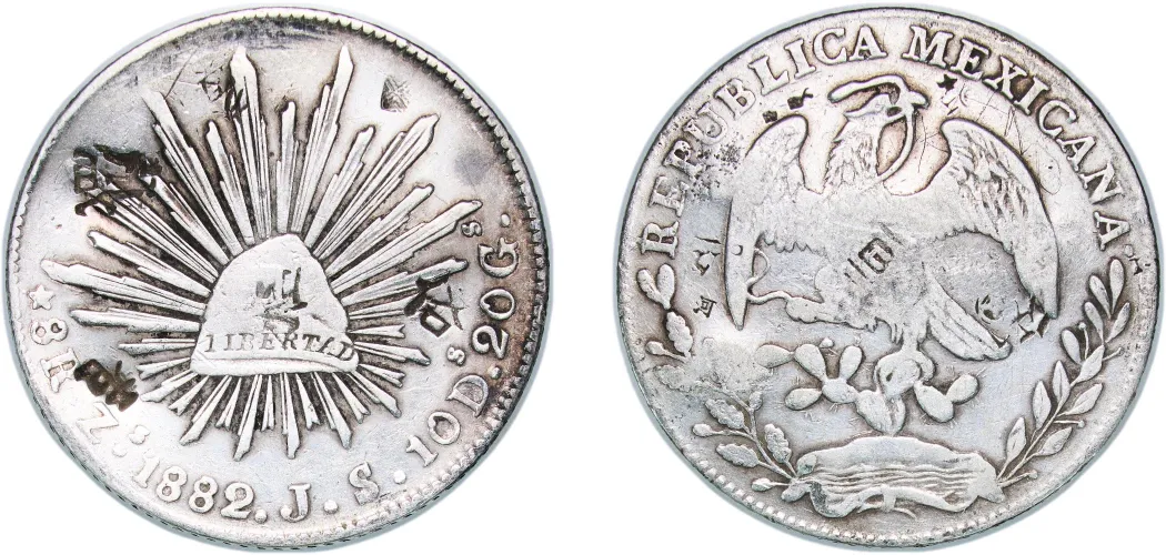 8 Reales 1882 Zs JS (VF) - Zacatecas Mint - Mexico | Coins NB