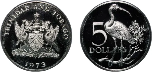 5 Dollars - Elizabeth II (Silver Issue) 1973 FM (PF) - Trinidad