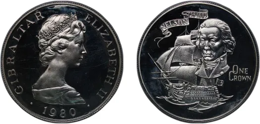 1 Crown - Elizabeth II (Queen Mother) 1980-Gibraltar | Coins NB