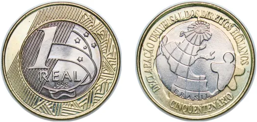 1 Real (Human Rights) 1998-Brazil | Coins NB - Auction - CoinsNB E 