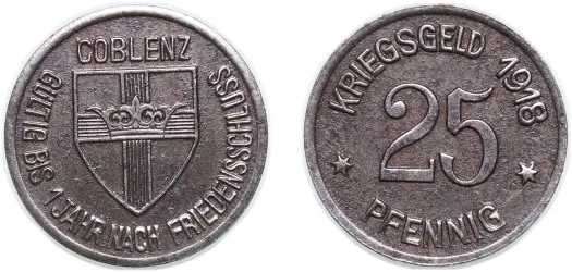 25 Pfennig - Coblenz 1918 (XF) - Germany | Coins NB - Auction