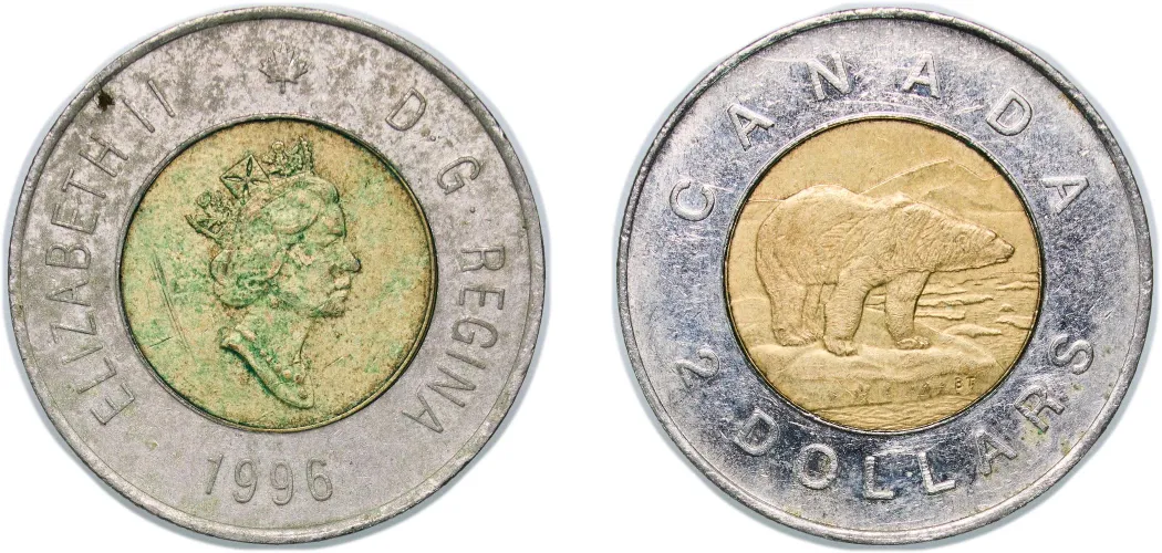 2 Dollars - Elizabeth II (3rd portrait; Maple leaf logo) 1996 (XF